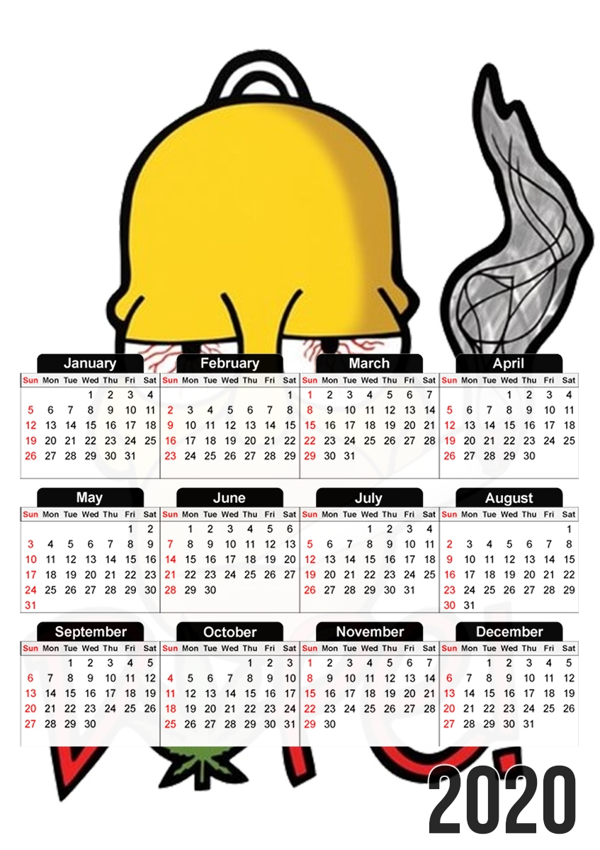  Homer Dope Weed Smoking Cannabis for A3 Photo Calendar 30x43cm