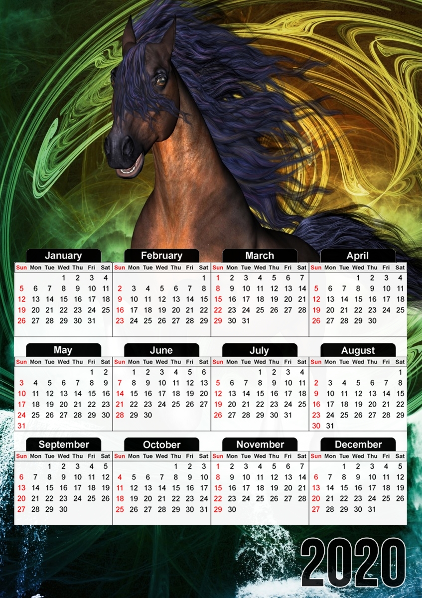  Horse with blue mane for A3 Photo Calendar 30x43cm