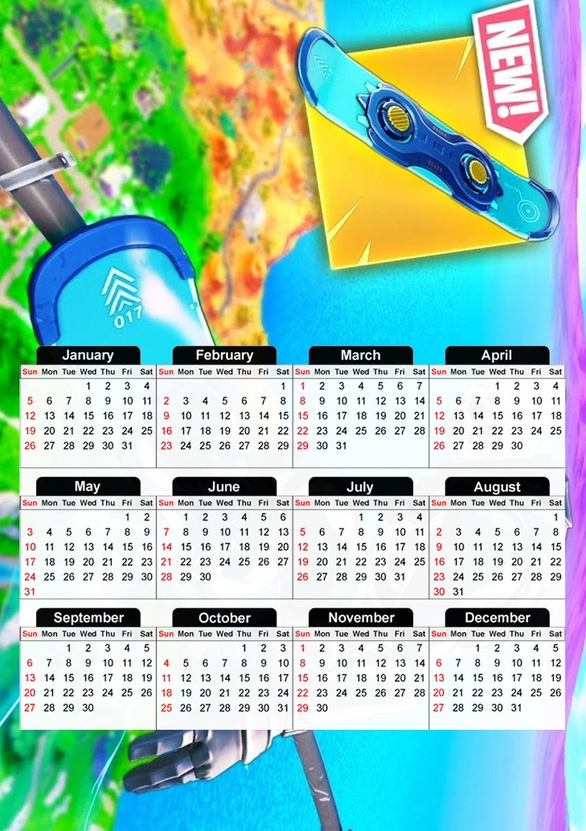  Hoverboard Fortnite - Driftboard for A3 Photo Calendar 30x43cm