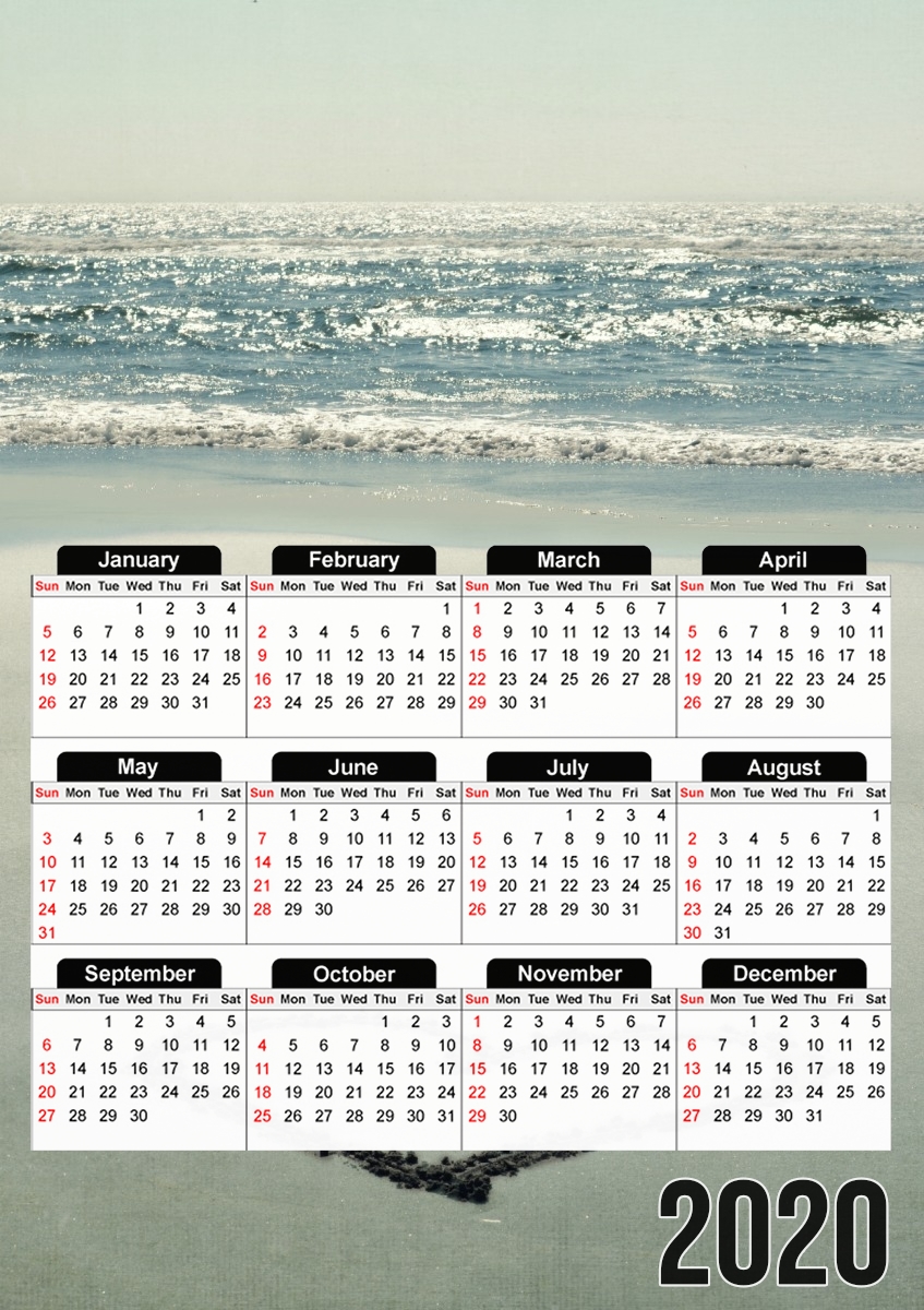  I Heart the Beach for A3 Photo Calendar 30x43cm