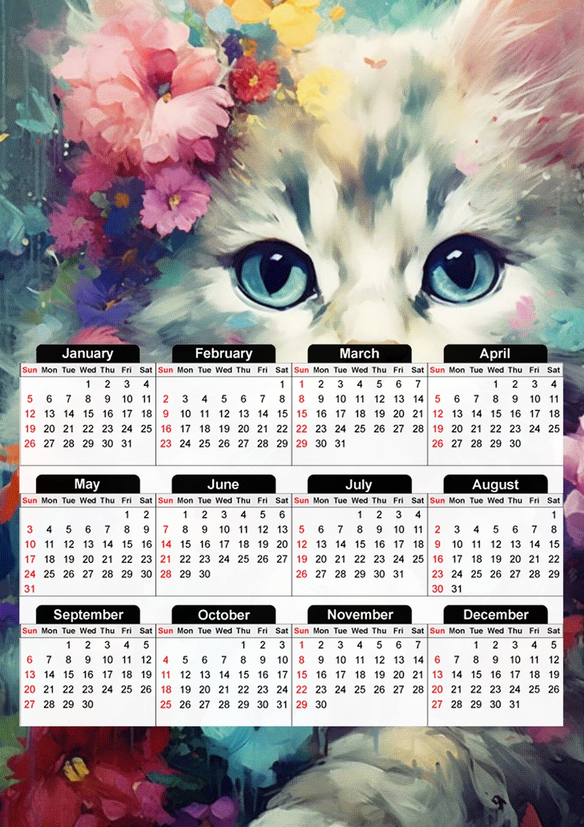  I Love Cats v4 for A3 Photo Calendar 30x43cm