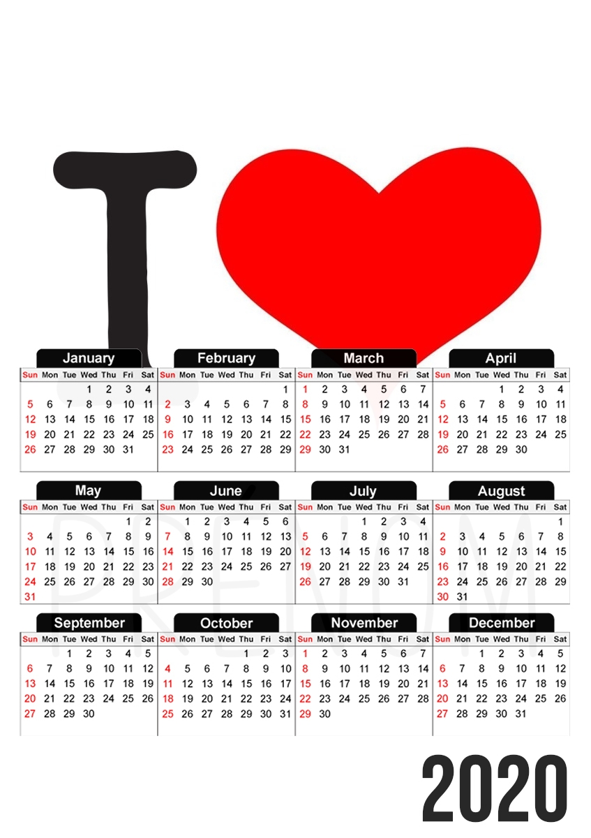  I love NAME custom for A3 Photo Calendar 30x43cm