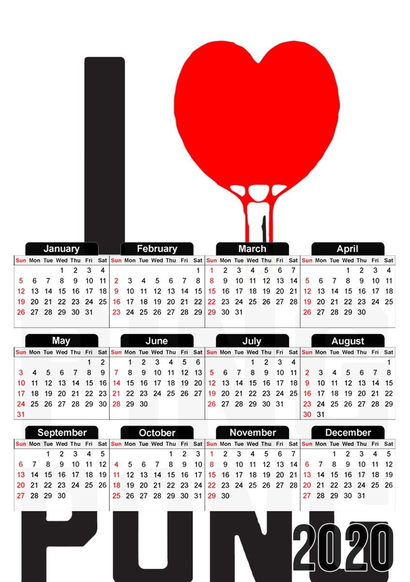  I love Ping Pong for A3 Photo Calendar 30x43cm