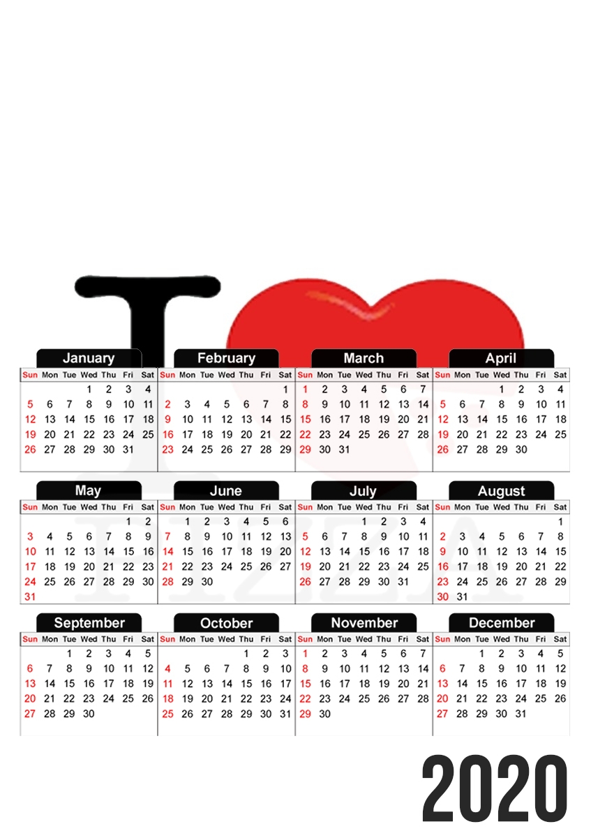  I love Pizza for A3 Photo Calendar 30x43cm