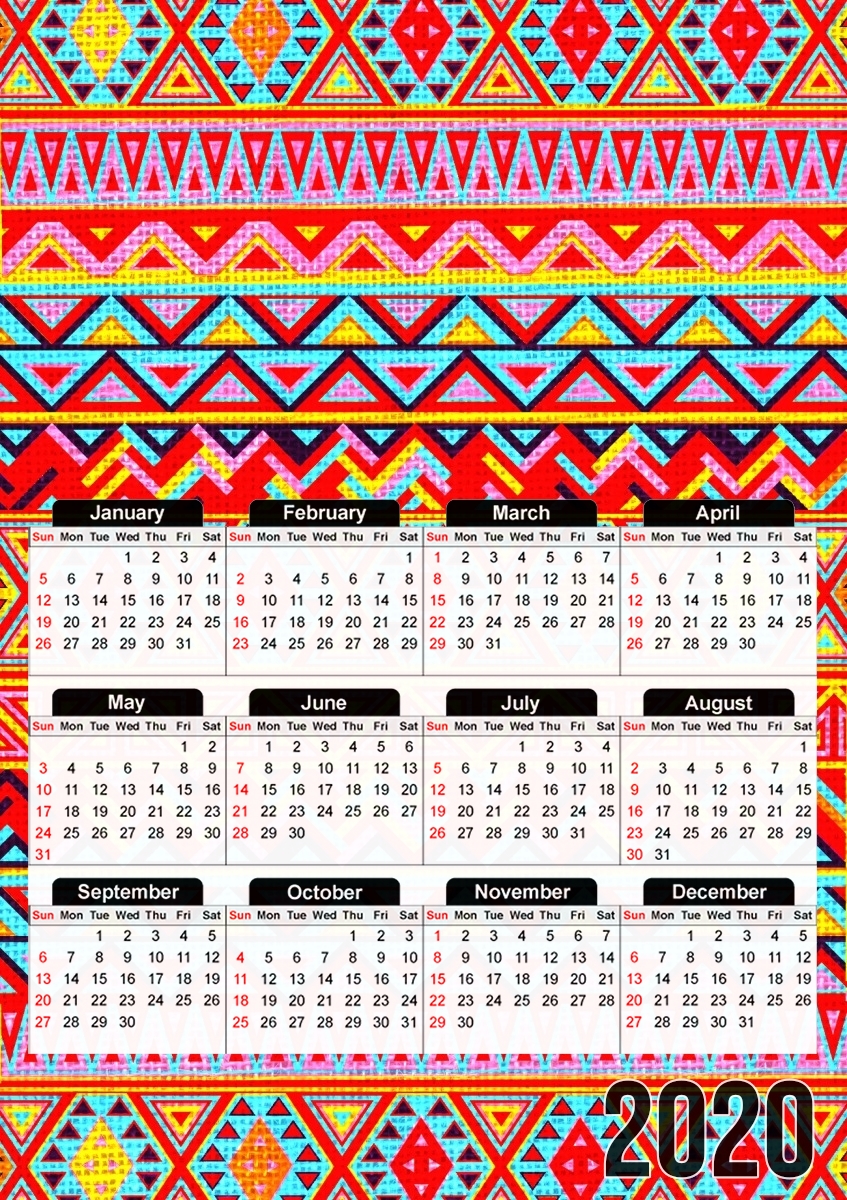  India Style Pattern (Multicolor) for A3 Photo Calendar 30x43cm
