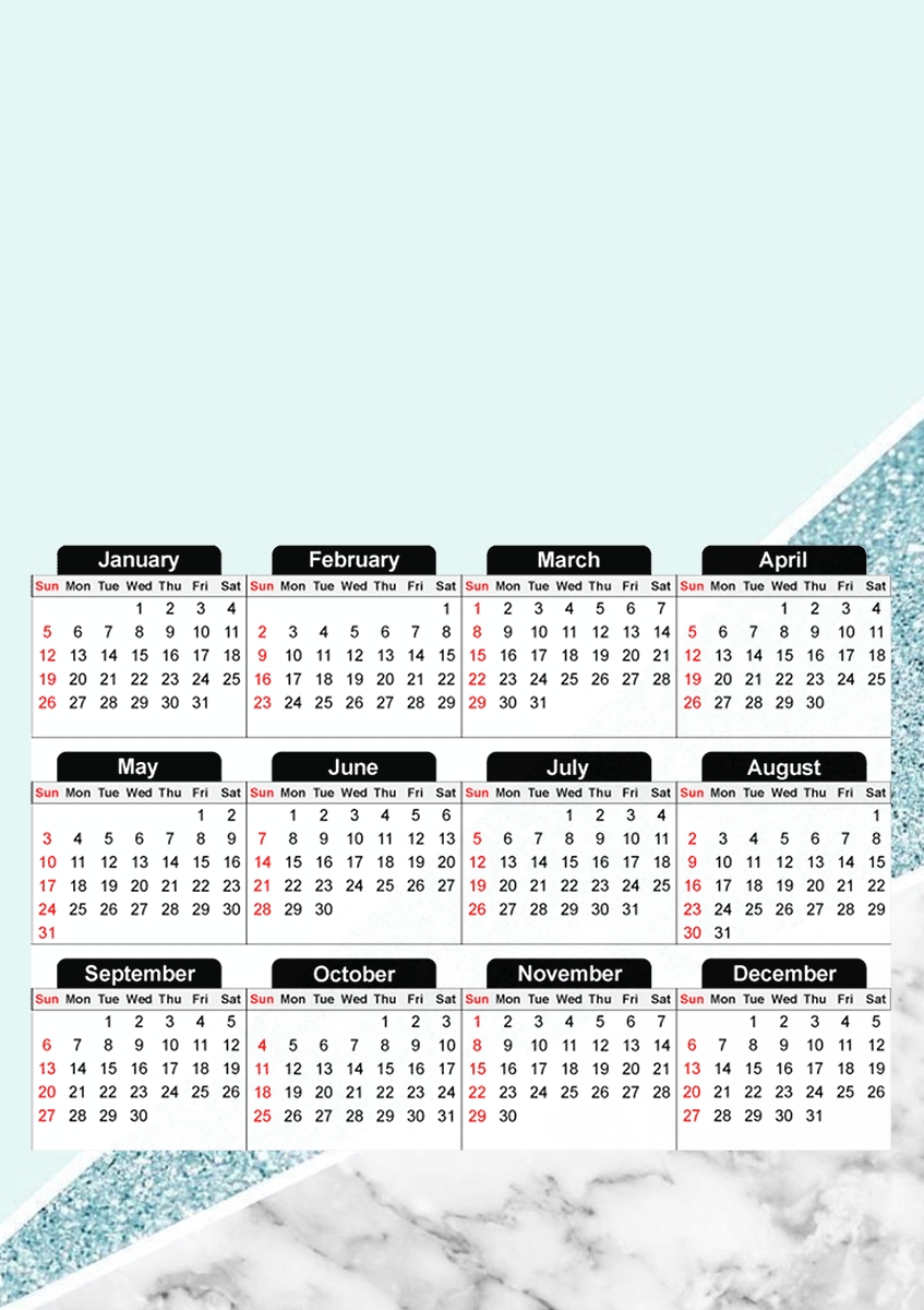  Initiale Marble and Glitter Blue for A3 Photo Calendar 30x43cm