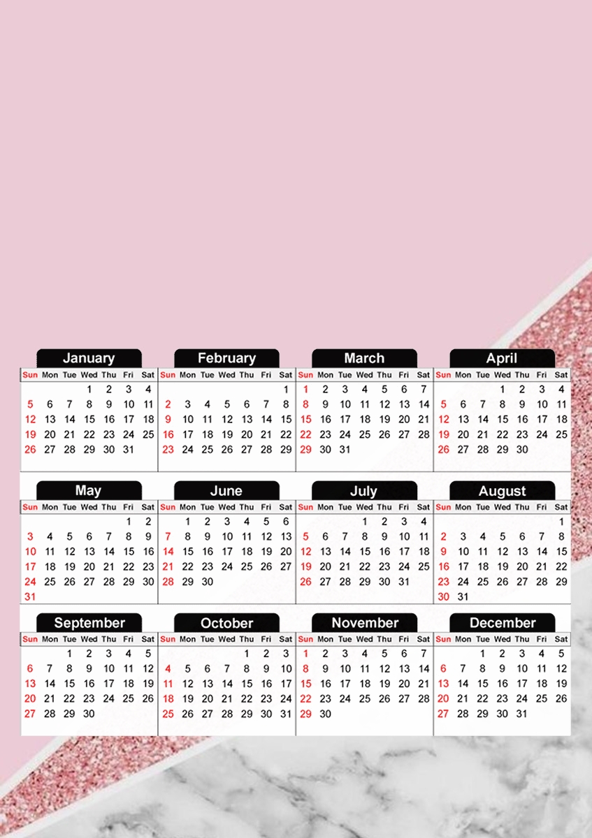  Initiale Marble and Glitter Pink for A3 Photo Calendar 30x43cm