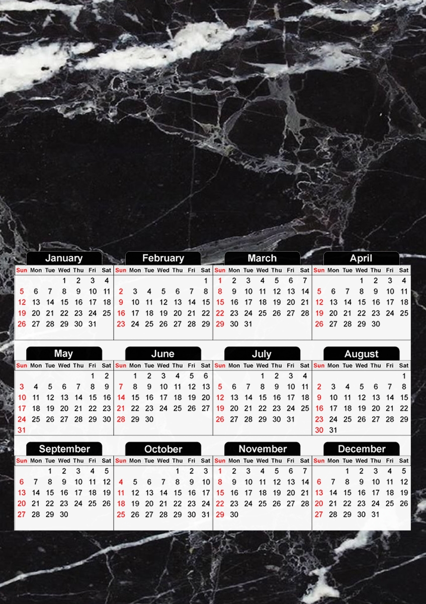  Initiale Marble Black Elegance for A3 Photo Calendar 30x43cm