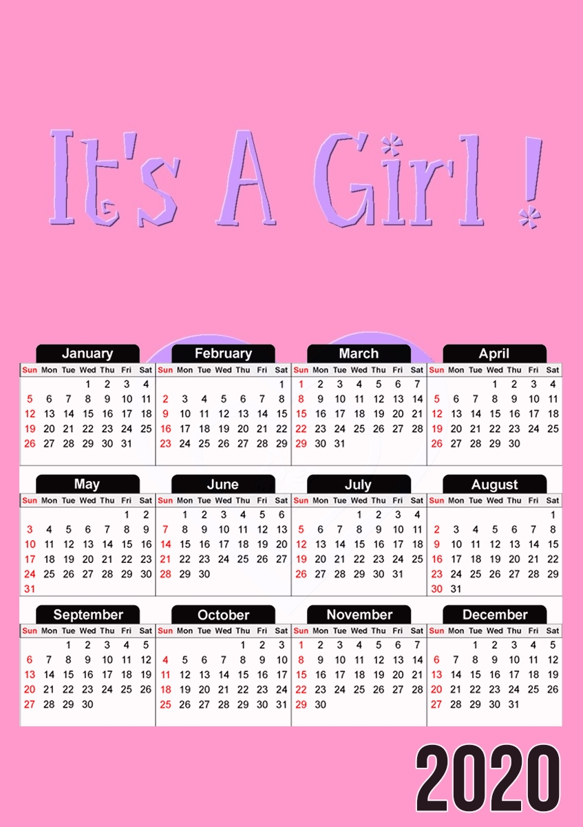 It's a girl! gift Birth  for A3 Photo Calendar 30x43cm