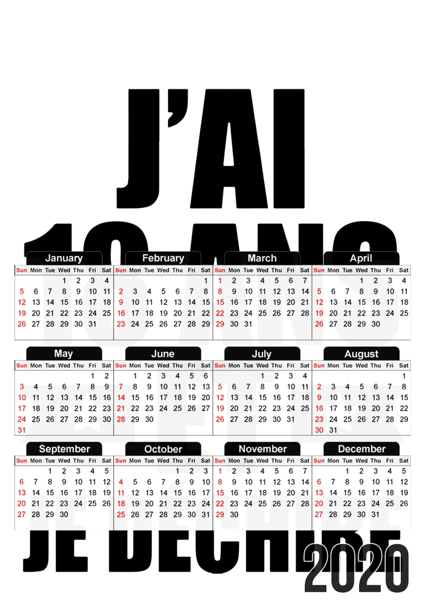  Jai 18 ans et je dechire for A3 Photo Calendar 30x43cm