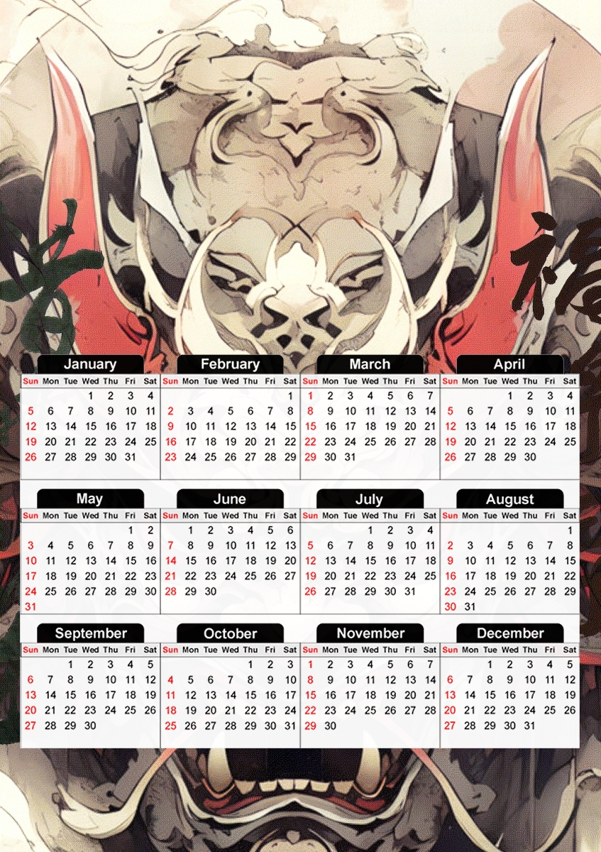  Japaneses Demon for A3 Photo Calendar 30x43cm