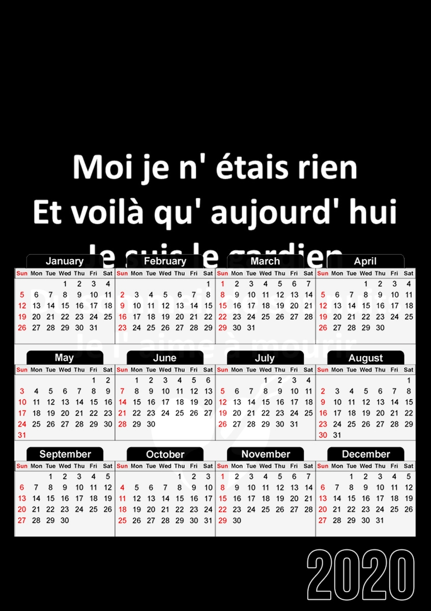  Je laime a mourir Lyrics for A3 Photo Calendar 30x43cm