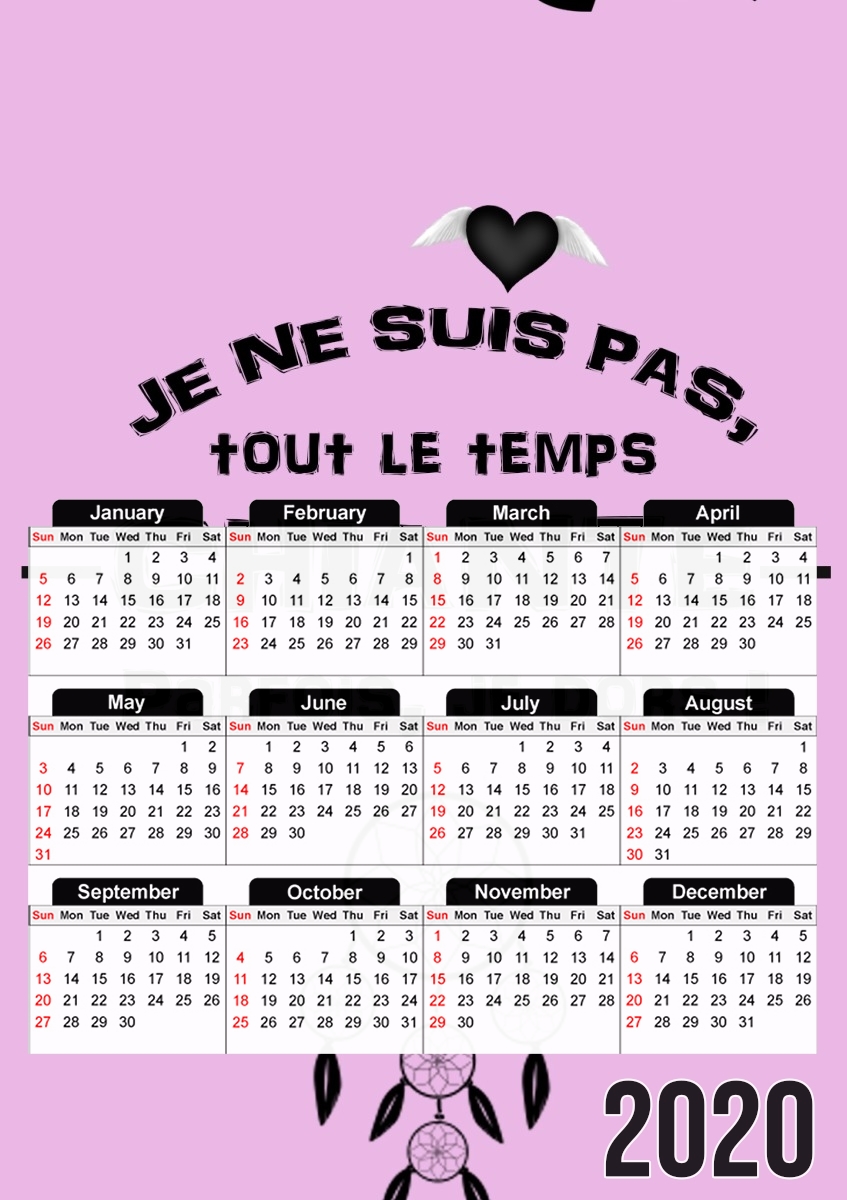  Je ne suis tout le temps chiante PARFOIS Je dors for A3 Photo Calendar 30x43cm