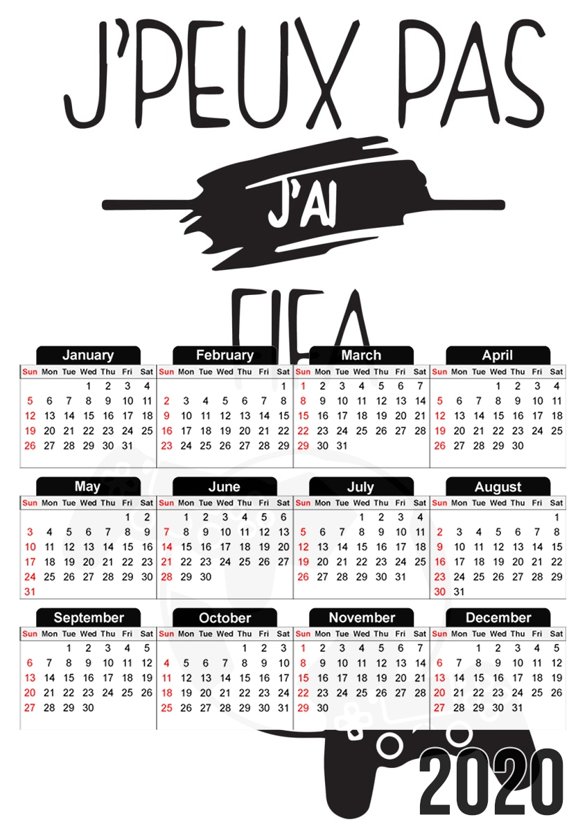  Je peux pas j ai fifa for A3 Photo Calendar 30x43cm