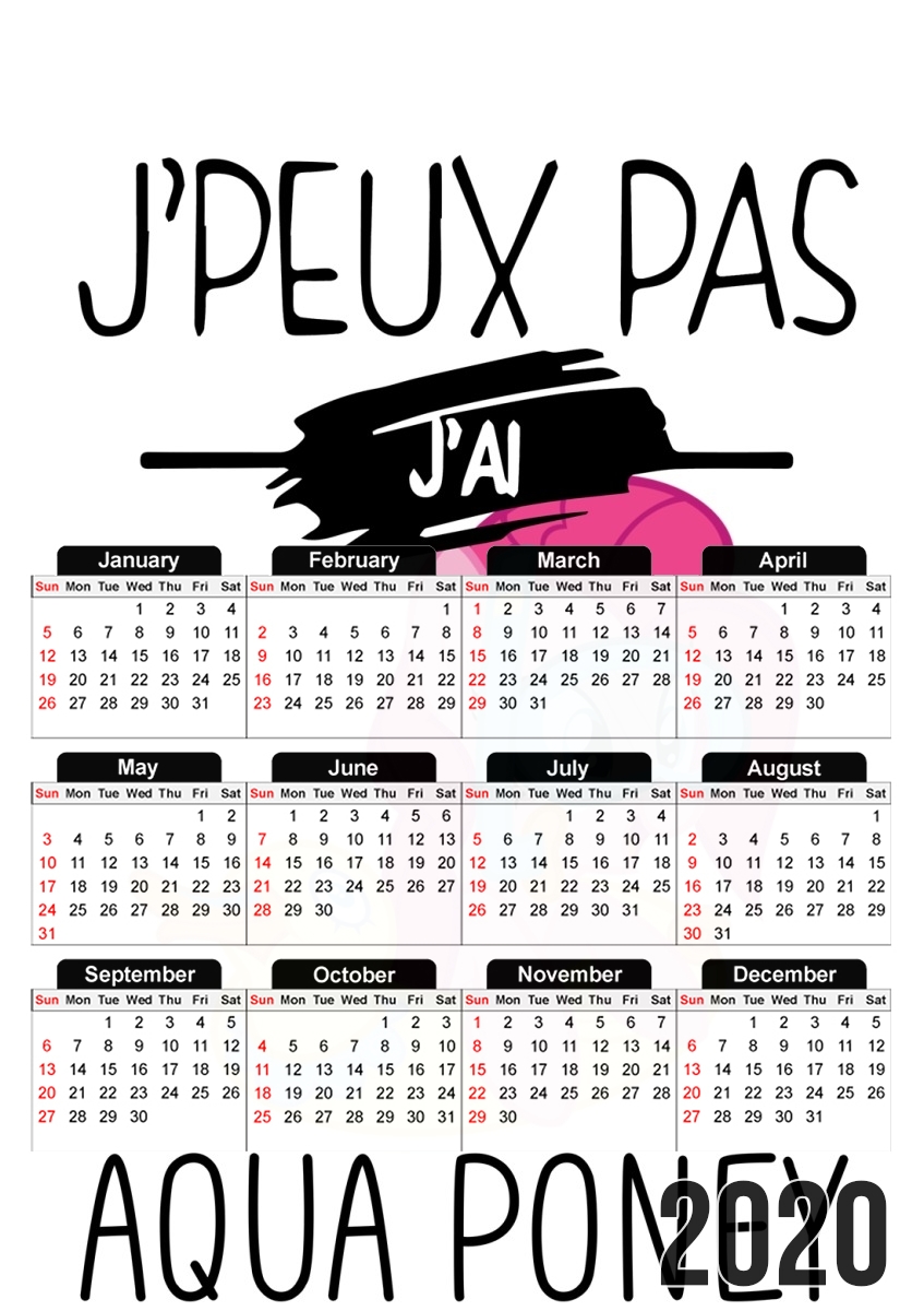  Je peux pas jai aqua poney girly for A3 Photo Calendar 30x43cm