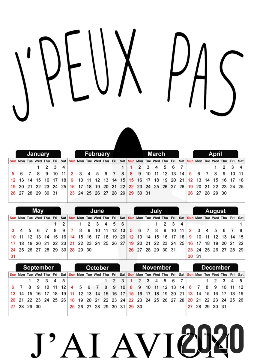  Je peux pas jai avion for A3 Photo Calendar 30x43cm