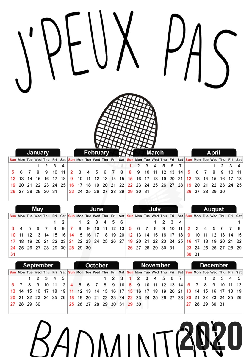  Je peux pas jai badminton for A3 Photo Calendar 30x43cm