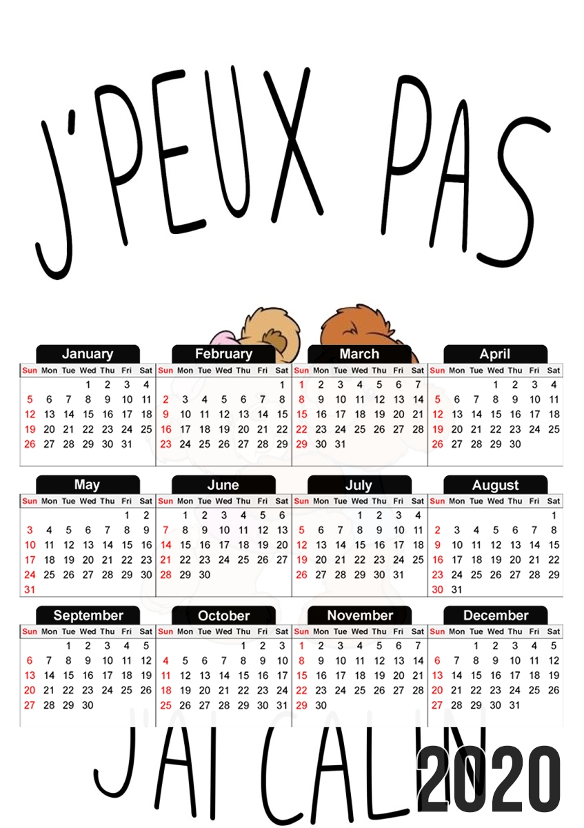  Je peux pas jai calin for A3 Photo Calendar 30x43cm