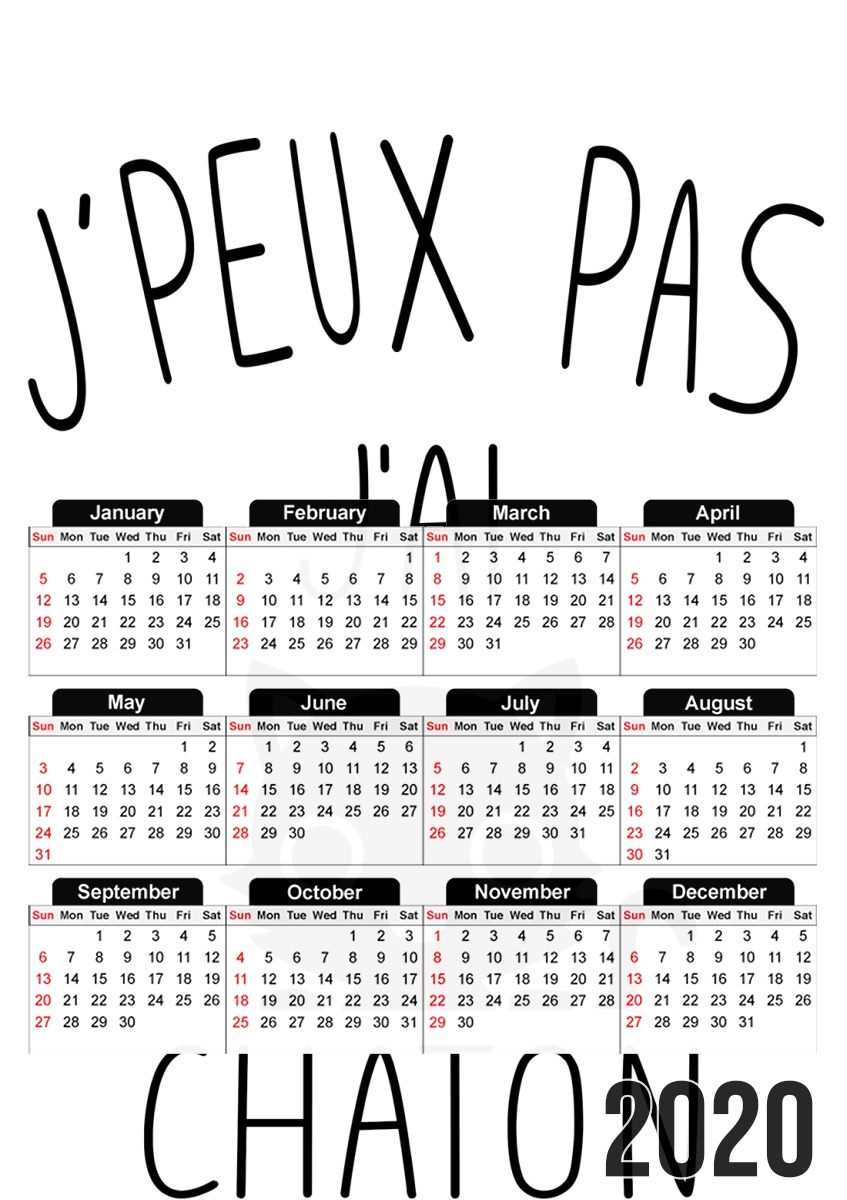  Je peux pas jai chaton for A3 Photo Calendar 30x43cm