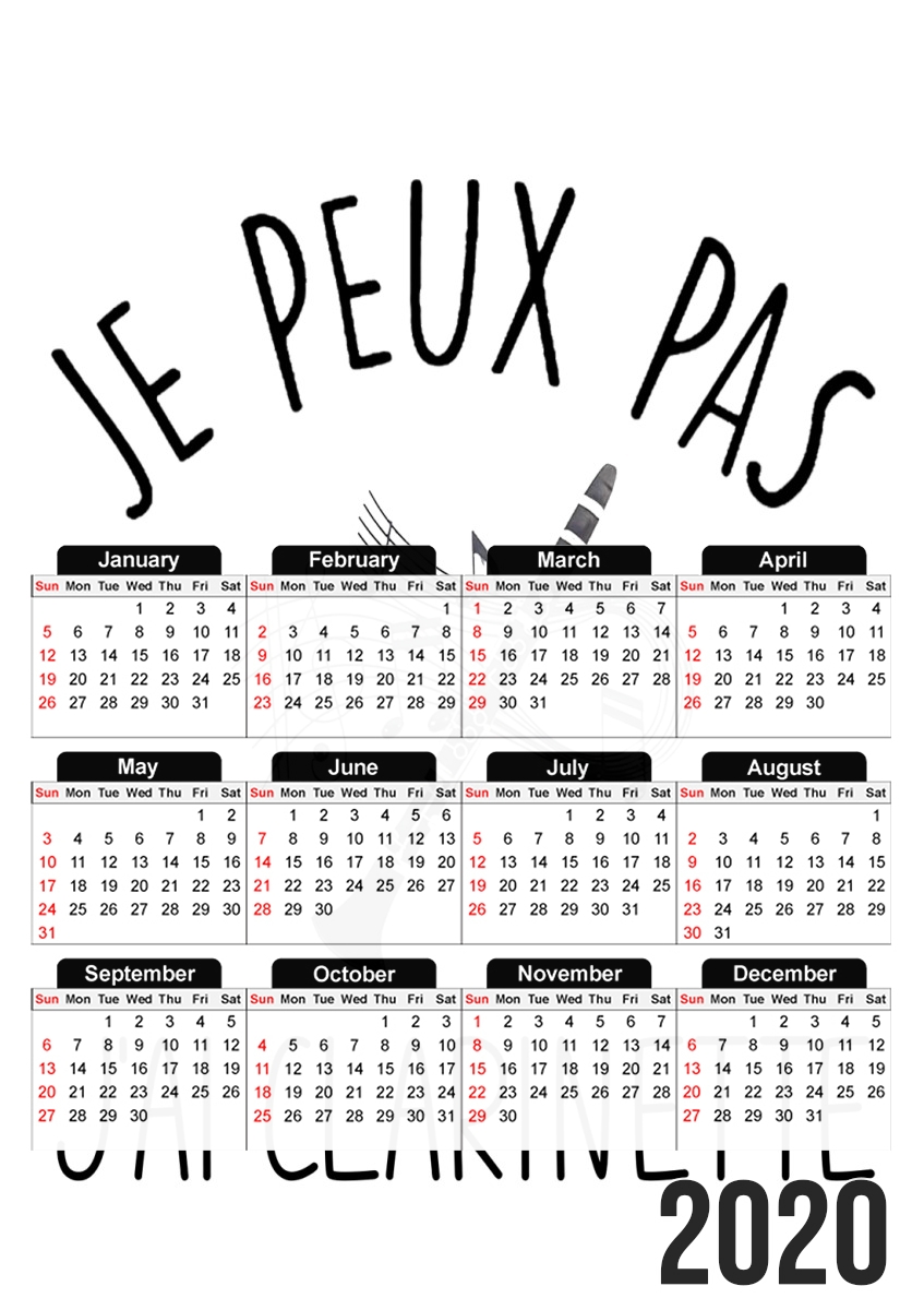  Je peux pas jai clarinette for A3 Photo Calendar 30x43cm