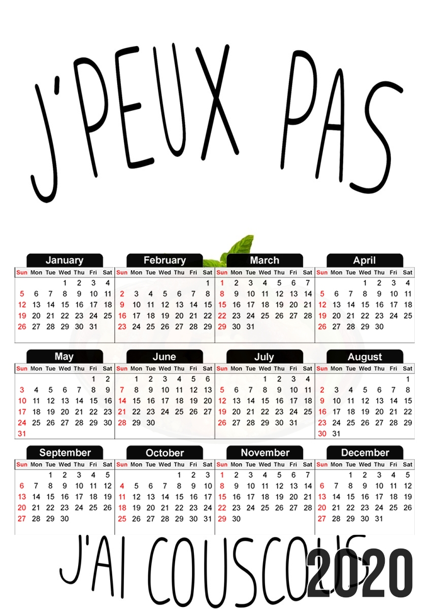  Je peux pas jai couscous for A3 Photo Calendar 30x43cm