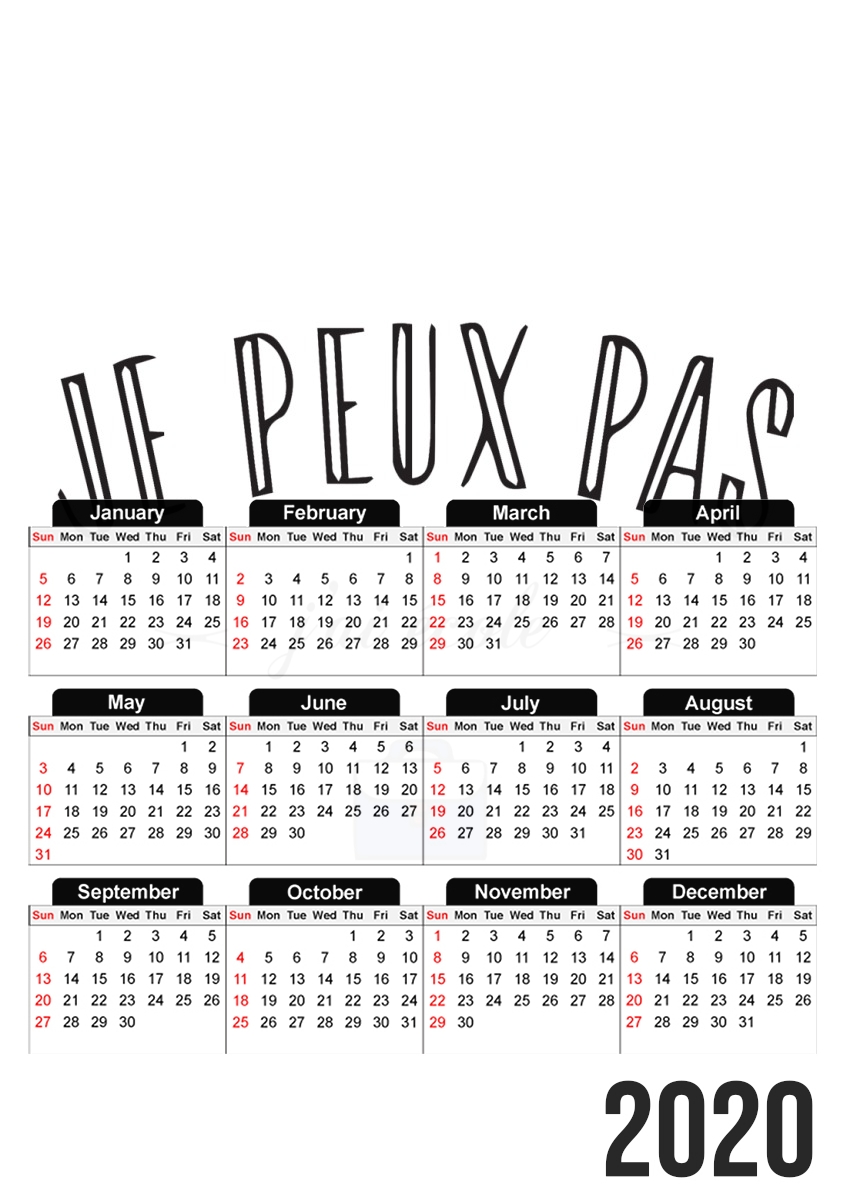  Je peux pas jai ecole for A3 Photo Calendar 30x43cm