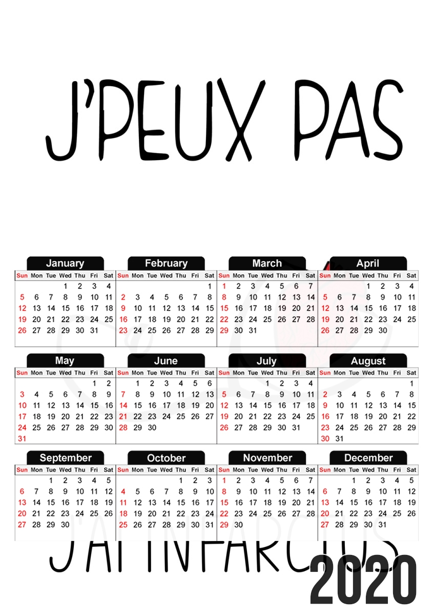  Je peux pas jai infarctus Maladie du coeur for A3 Photo Calendar 30x43cm