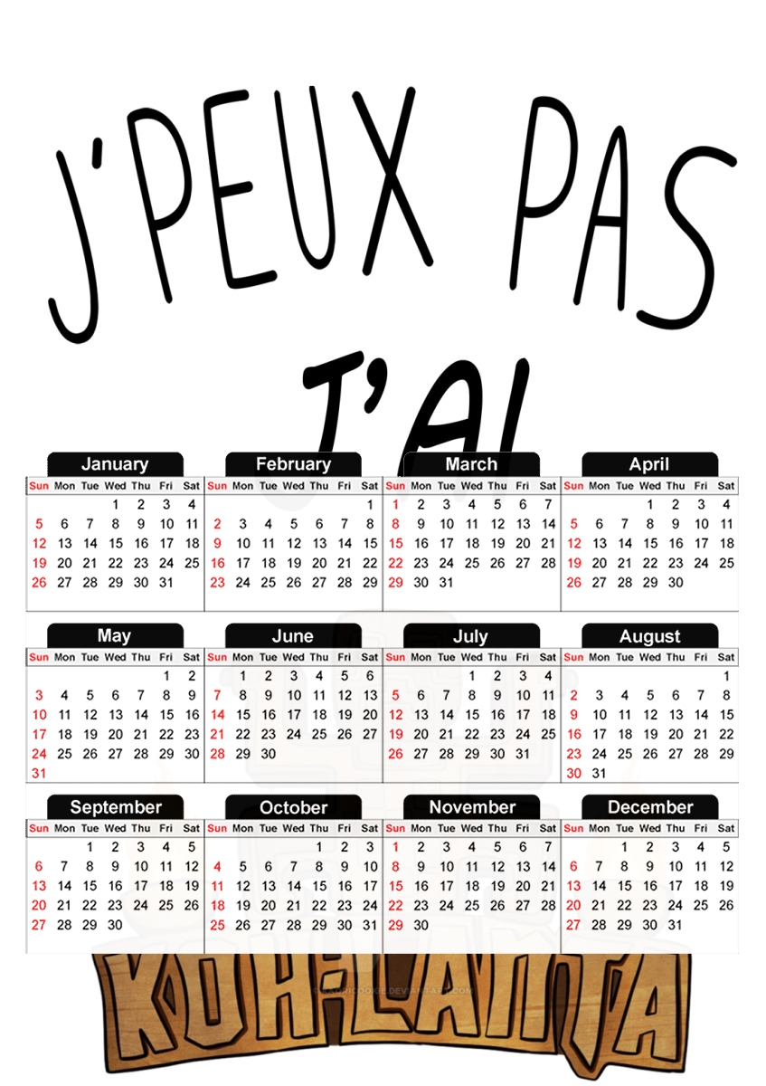  Je peux pas jai Koh Lanta for A3 Photo Calendar 30x43cm