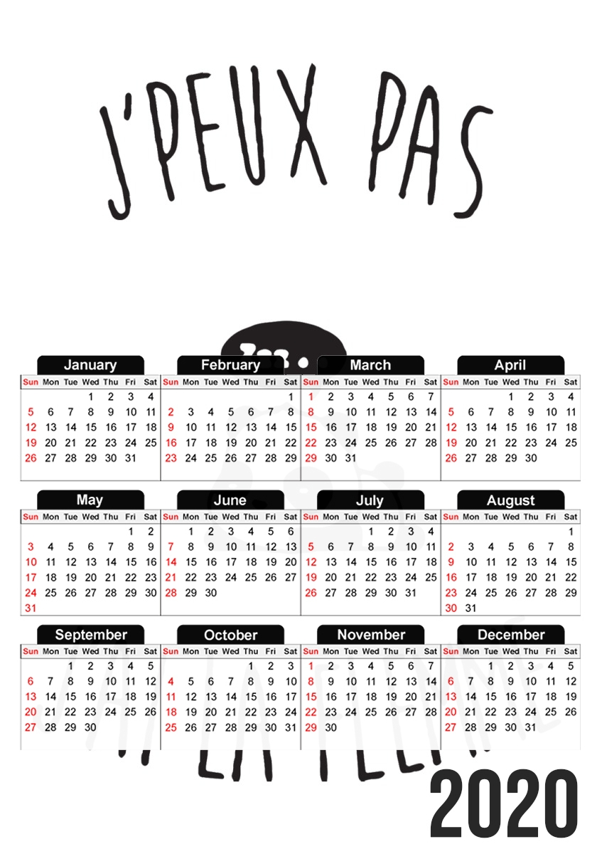  Je peux pas jai la flemme for A3 Photo Calendar 30x43cm