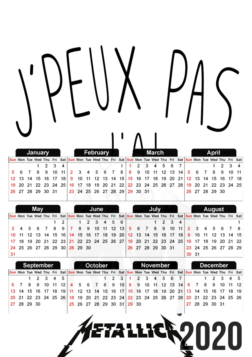  Je peux pas jai Metallica for A3 Photo Calendar 30x43cm