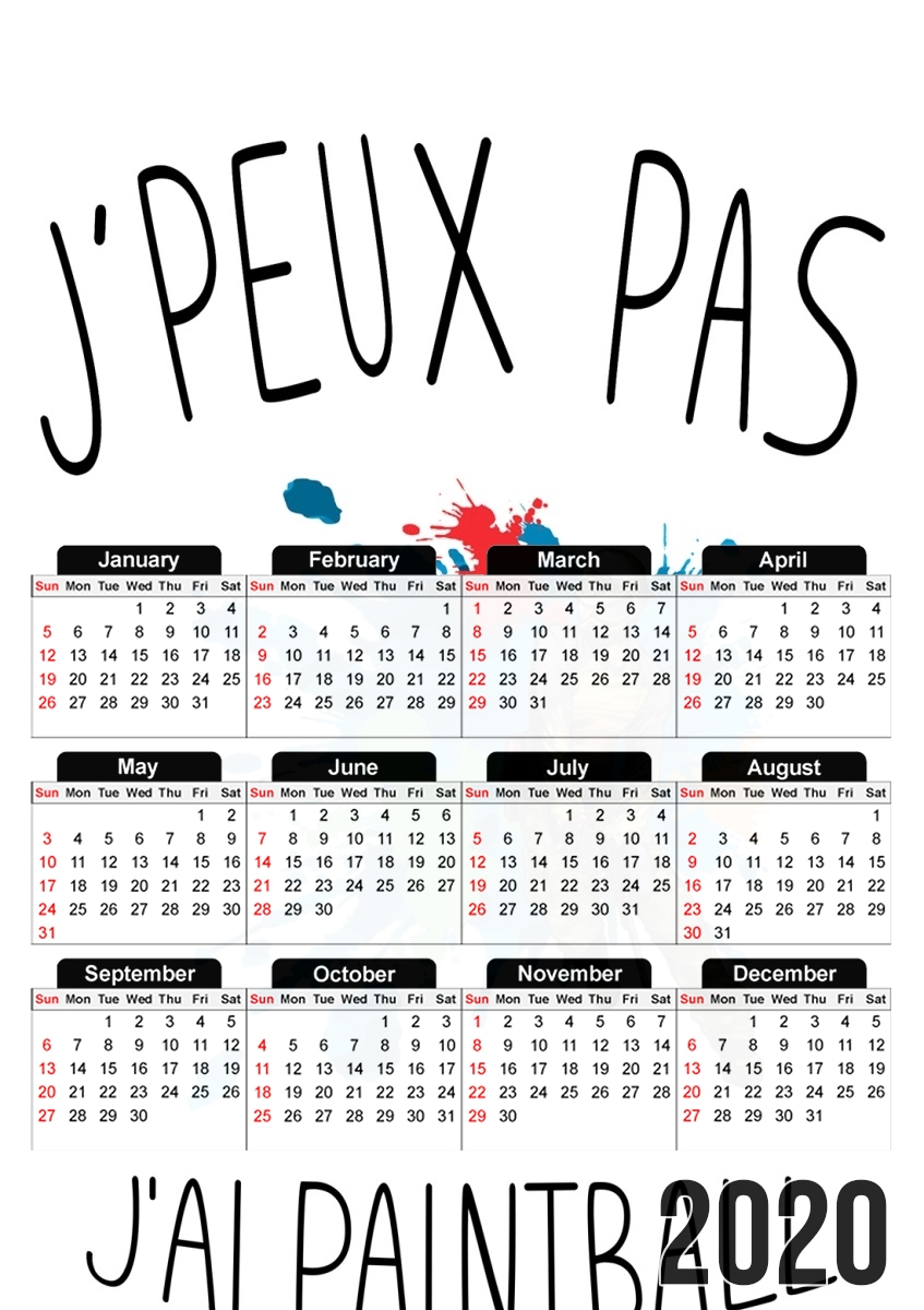  Je peux pas jai Paintball for A3 Photo Calendar 30x43cm