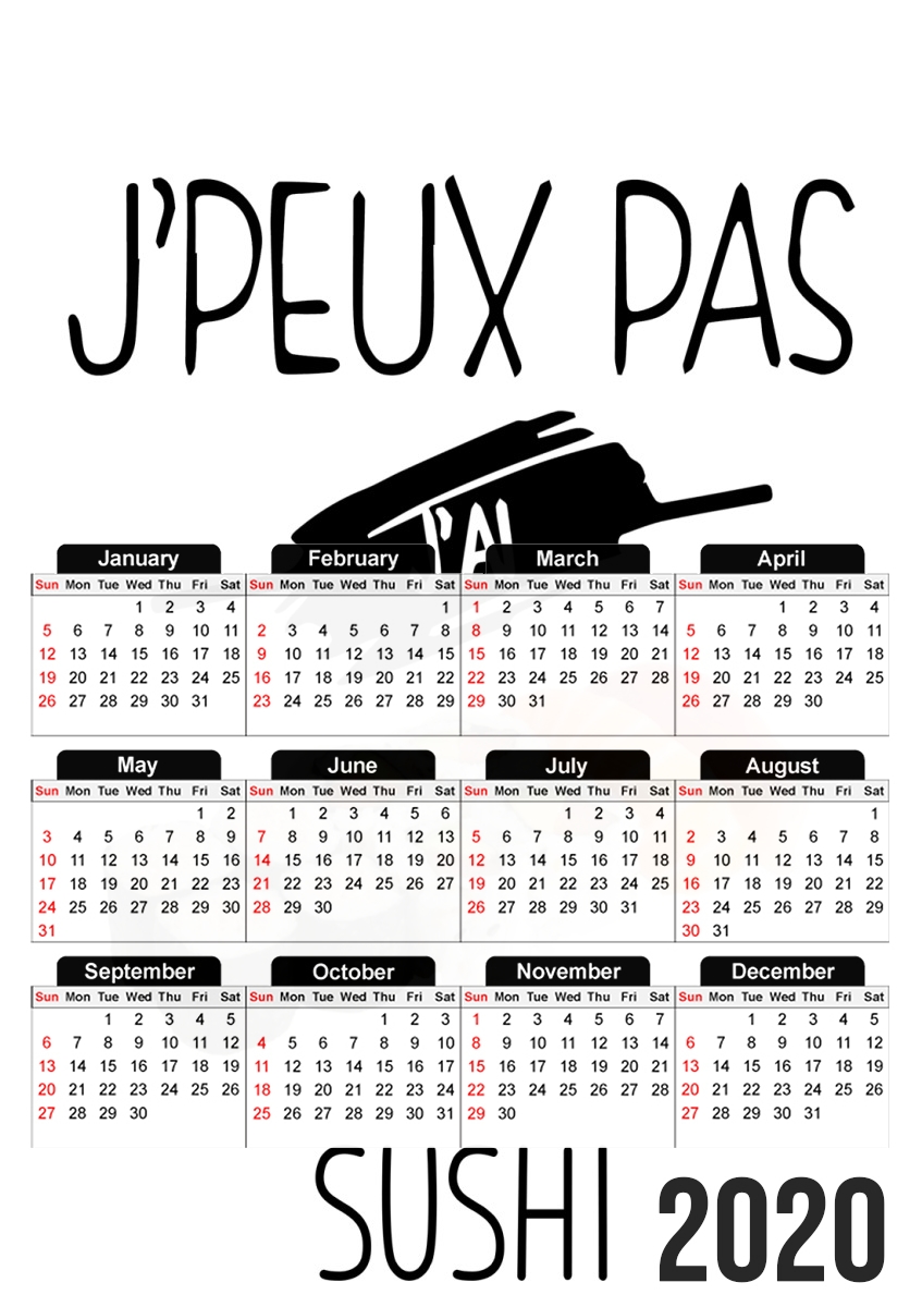  Je peux pas jai sushi for A3 Photo Calendar 30x43cm