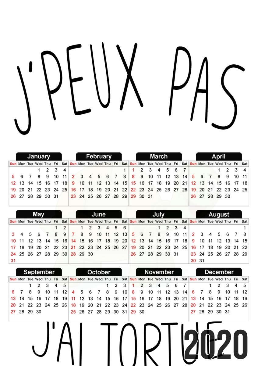  Je peux pas jai tortue for A3 Photo Calendar 30x43cm