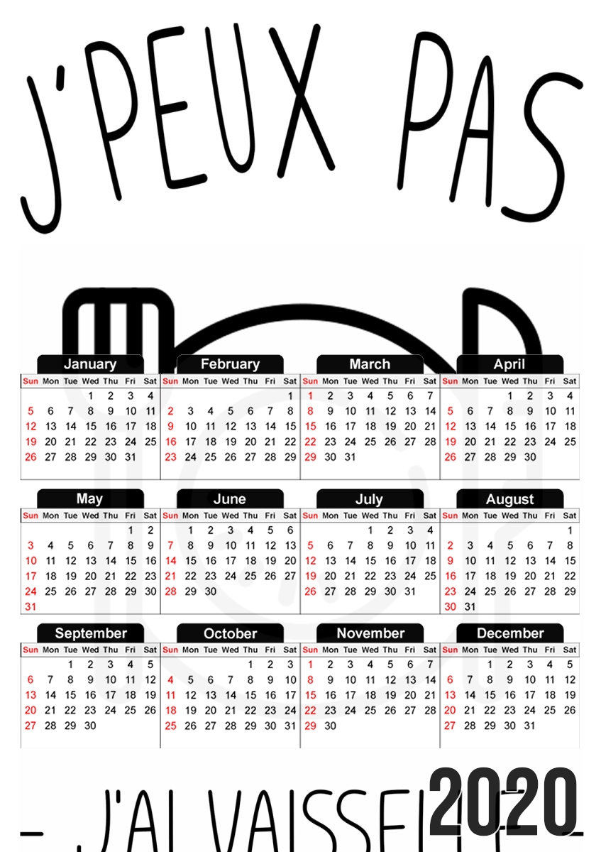  Je peux pas jai vaisselle for A3 Photo Calendar 30x43cm