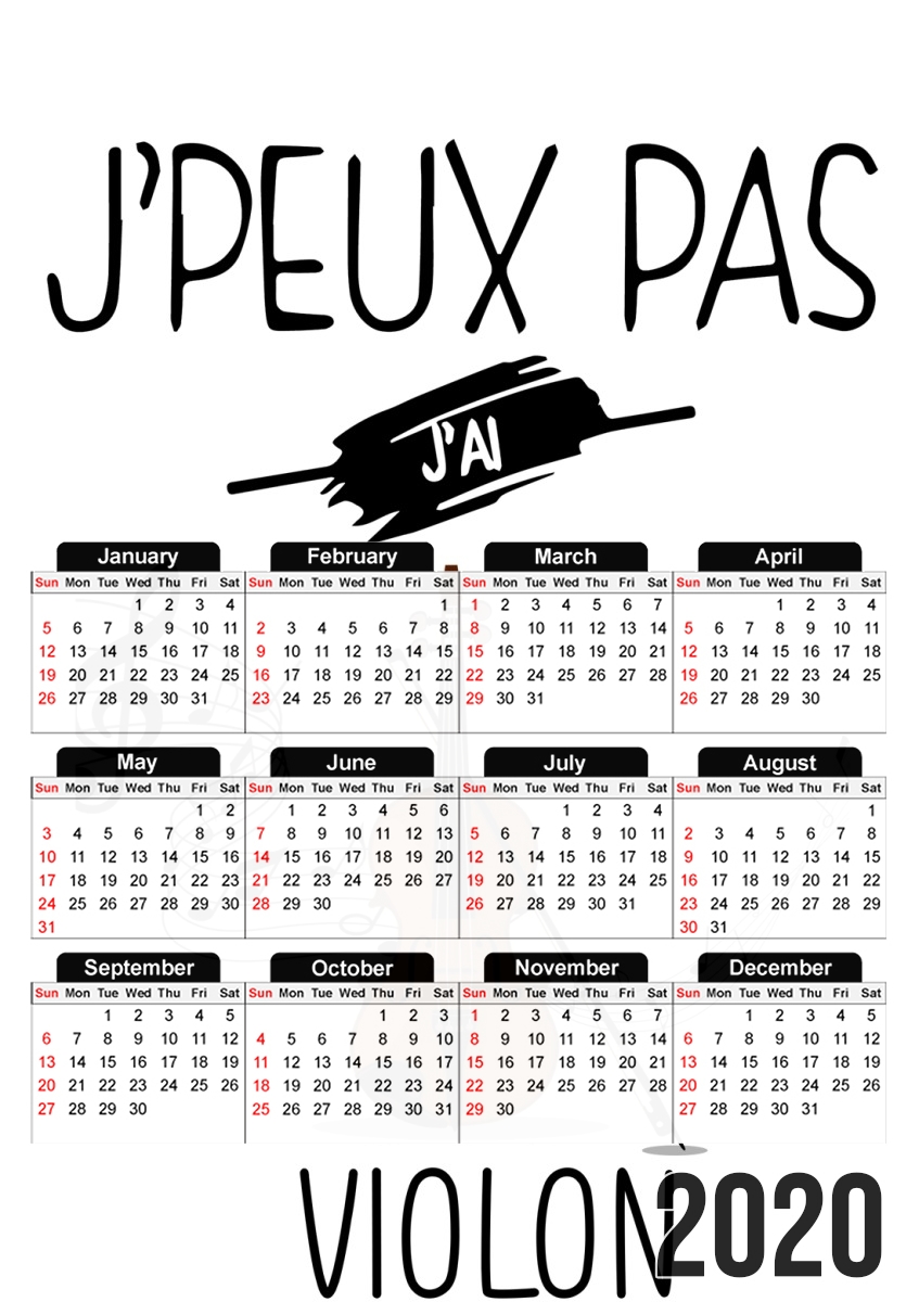  Je peux pas jai violon for A3 Photo Calendar 30x43cm