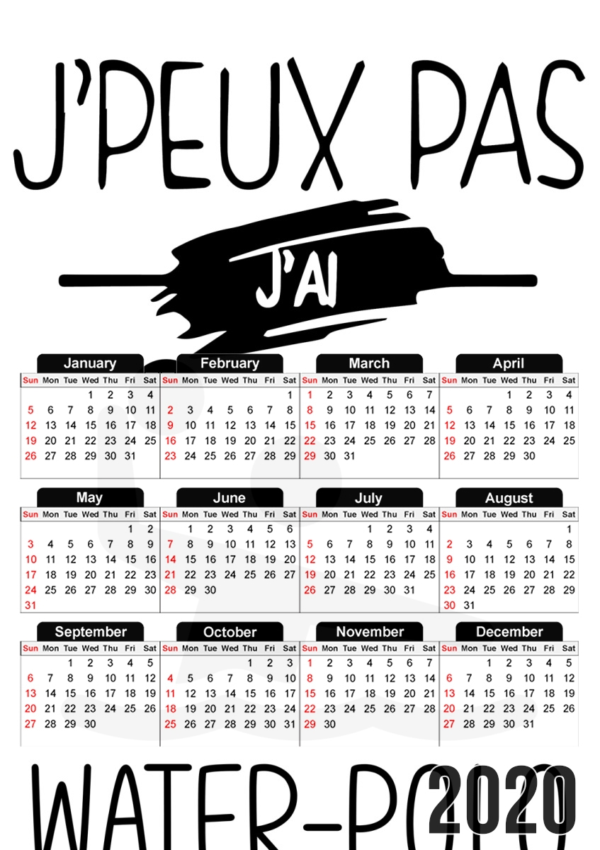  Je peux pas jai water-polo for A3 Photo Calendar 30x43cm