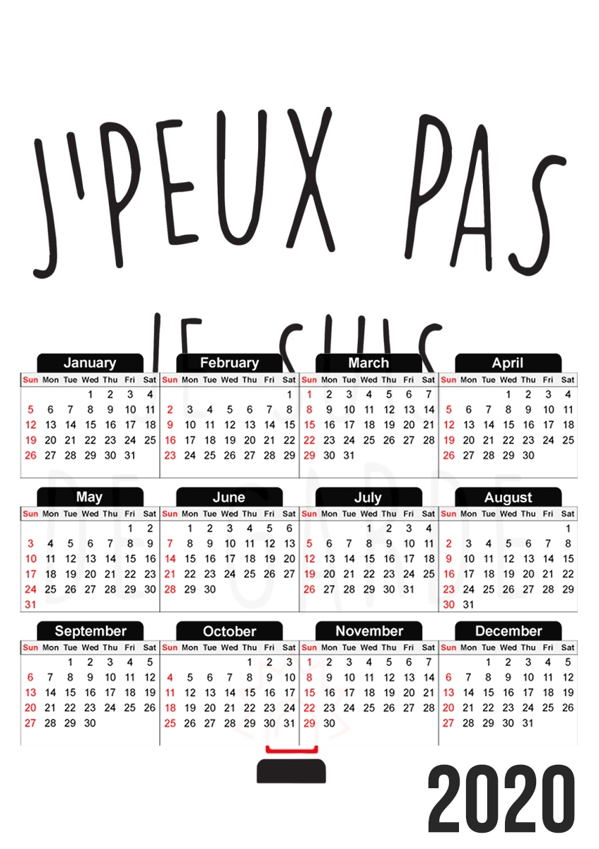  Je peux pas je suis de garde avec sirene rouge for A3 Photo Calendar 30x43cm