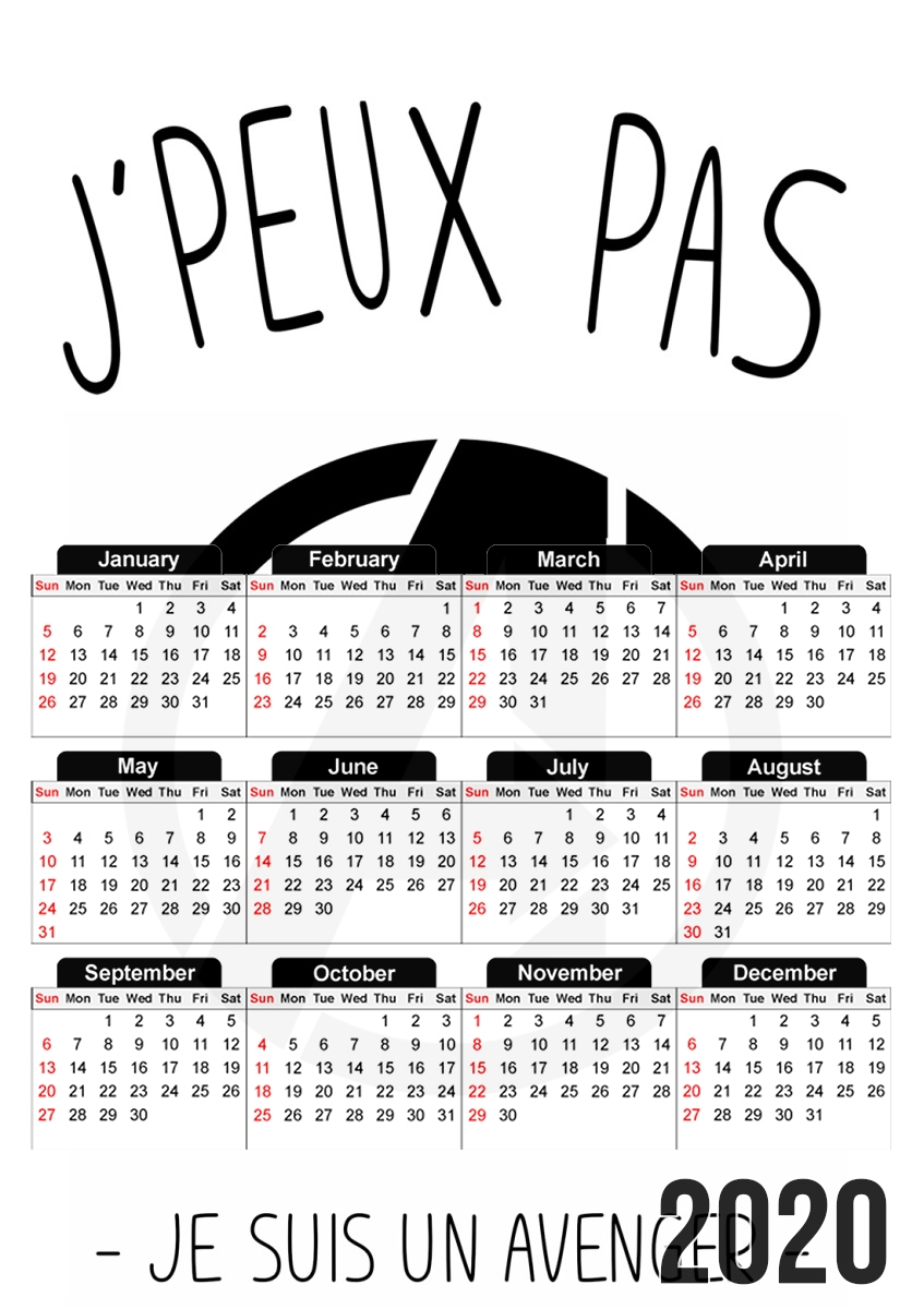  Je peux pas je suis un Avenger for A3 Photo Calendar 30x43cm