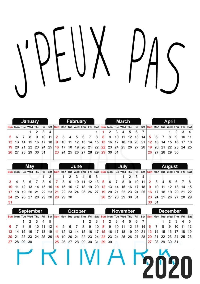  Je peux pas je vais a primark for A3 Photo Calendar 30x43cm