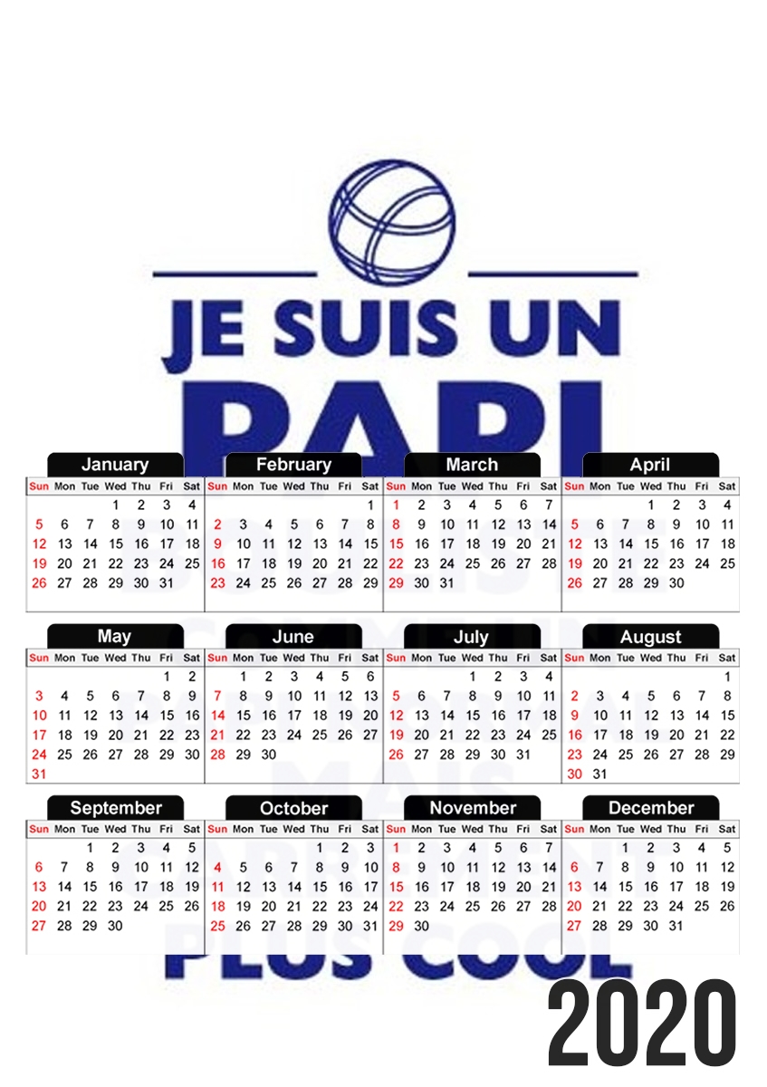  Je suis un papi bouliste comme un papi normal mais plus cool for A3 Photo Calendar 30x43cm