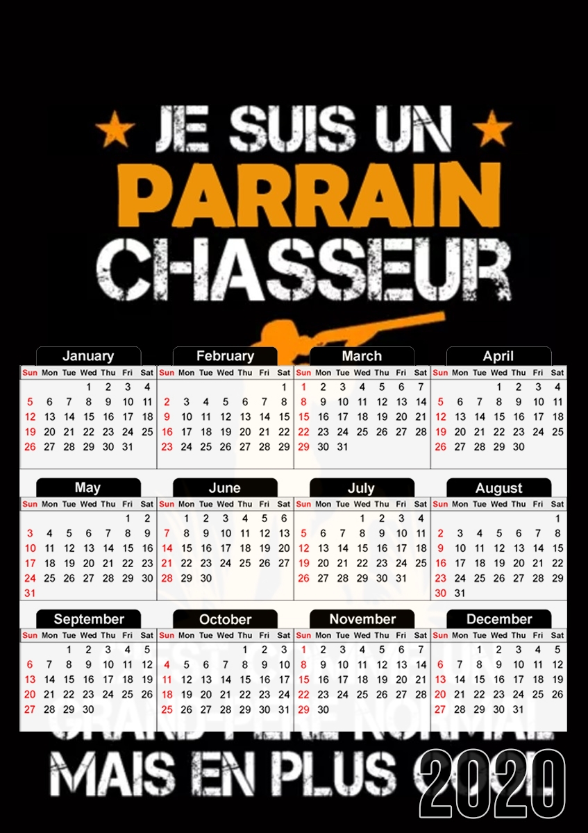  Je suis un parrain chasseur for A3 Photo Calendar 30x43cm