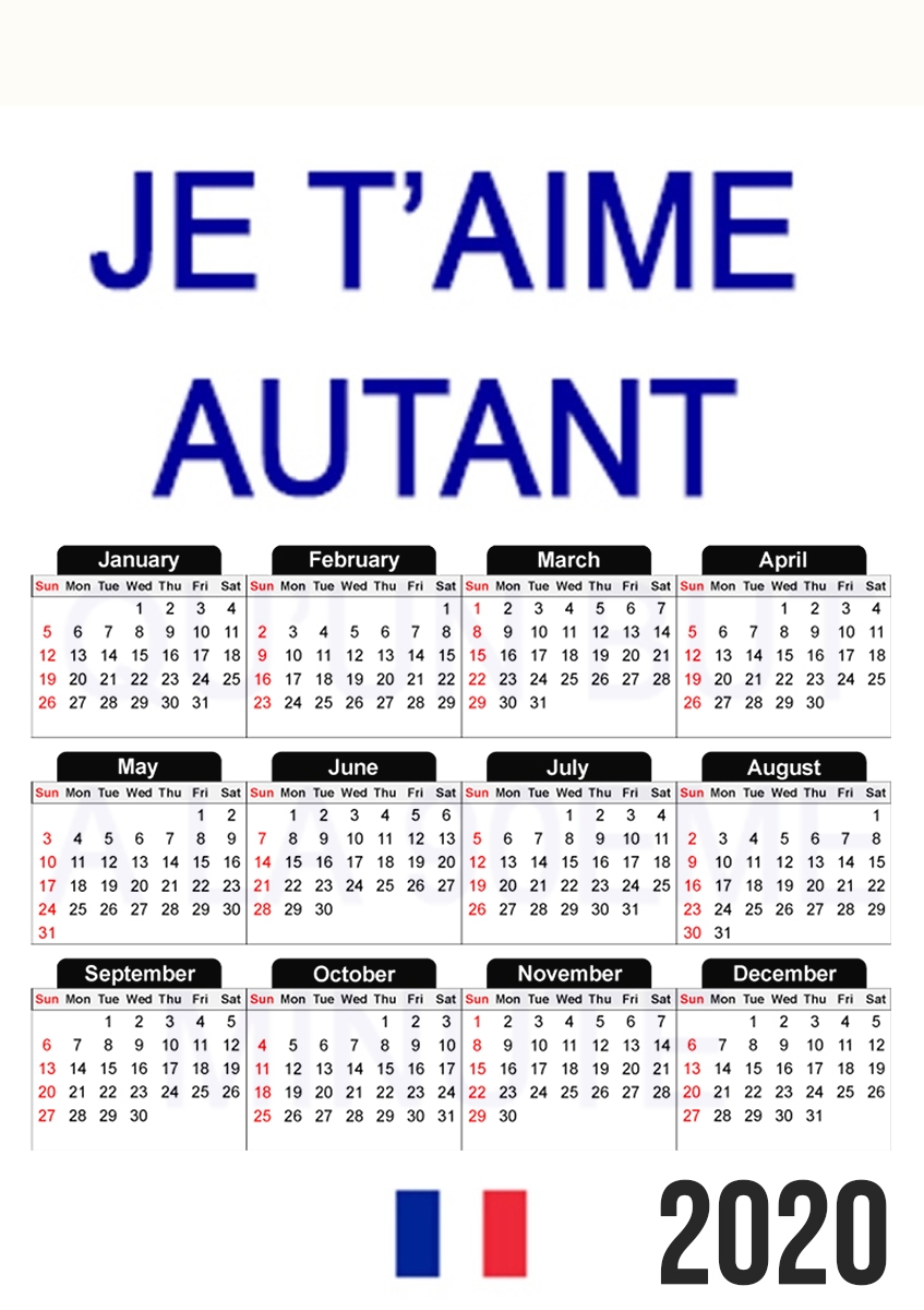  Je t aime autant qu un but a la 90eme minutes for A3 Photo Calendar 30x43cm