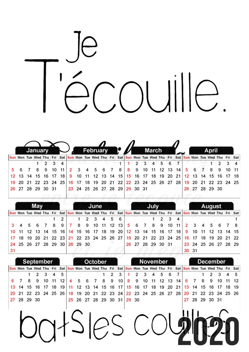  Je tecouille for A3 Photo Calendar 30x43cm