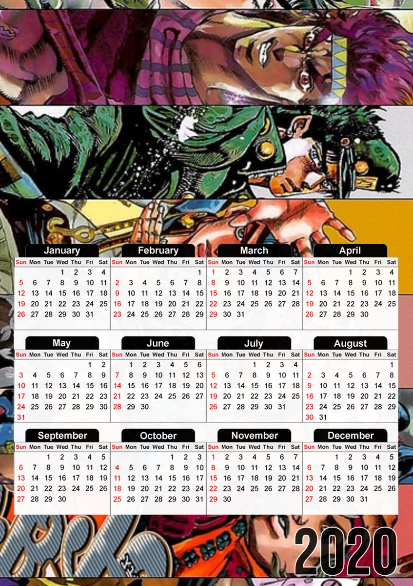  Jojo Manga All characters for A3 Photo Calendar 30x43cm