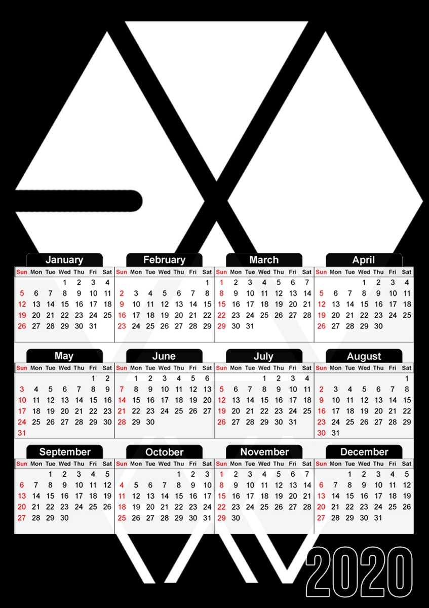  K-pop EXO - PTP for A3 Photo Calendar 30x43cm