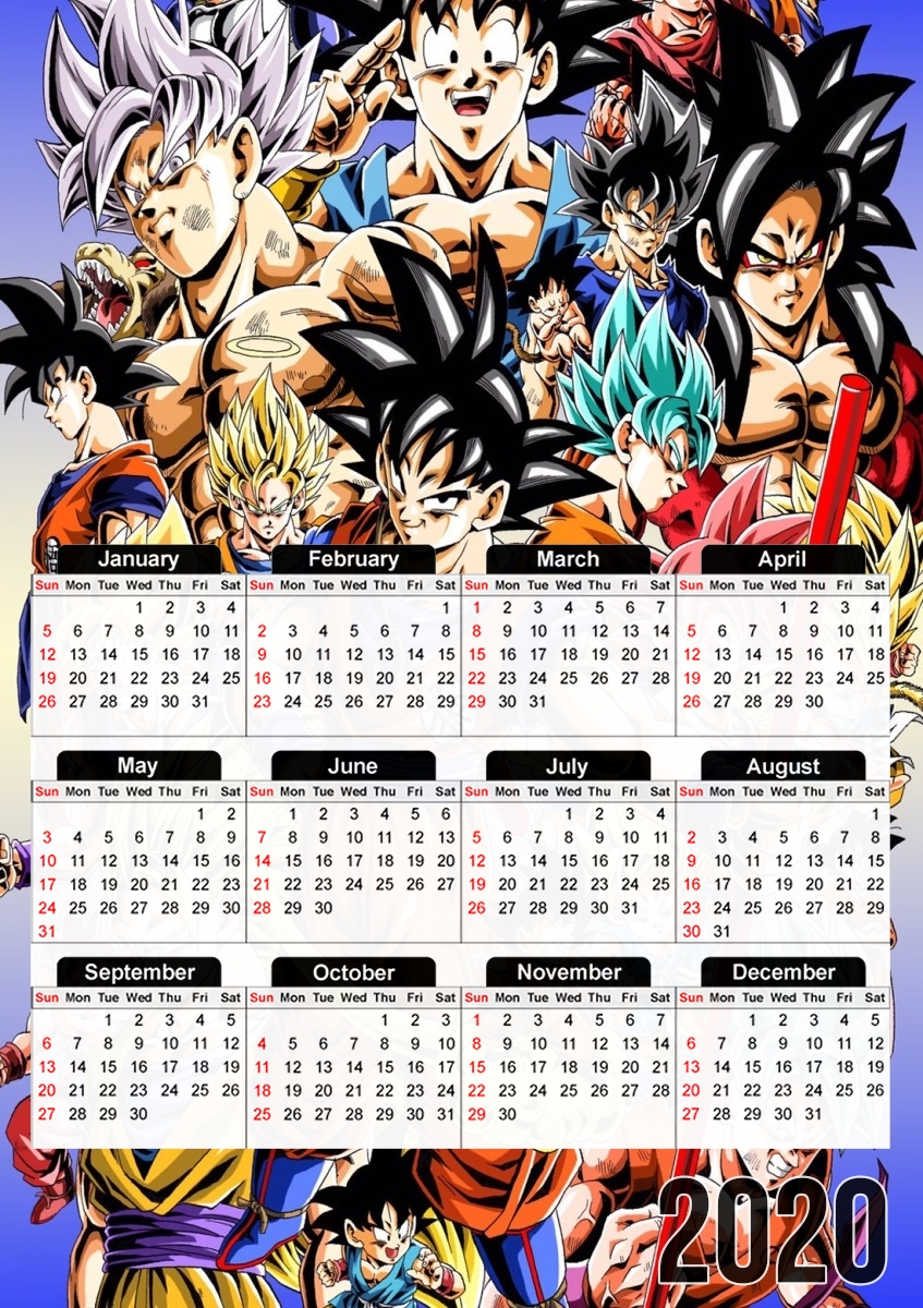  Kakarot Goku Evolution for A3 Photo Calendar 30x43cm