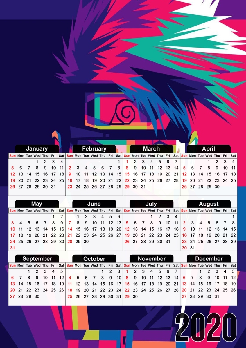  Kakashi pop art for A3 Photo Calendar 30x43cm