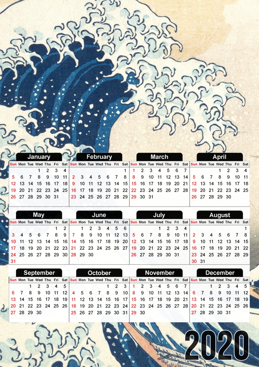 Kanagawa Wave for A3 Photo Calendar 30x43cm