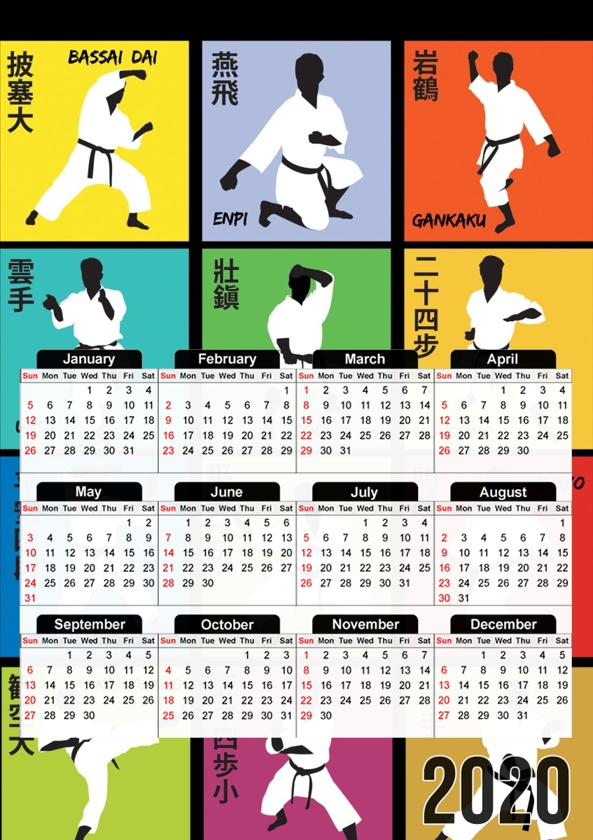  Karate techniques for A3 Photo Calendar 30x43cm