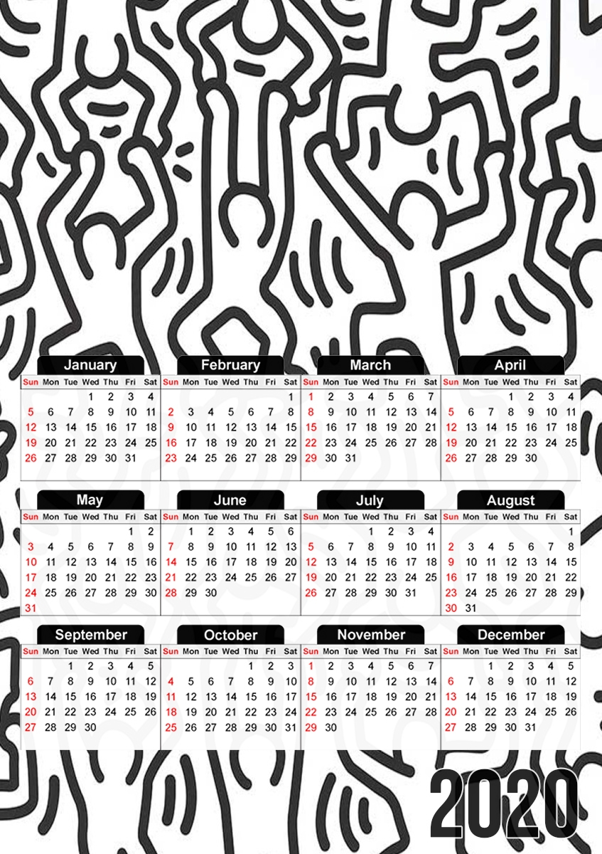  Keith haring art for A3 Photo Calendar 30x43cm